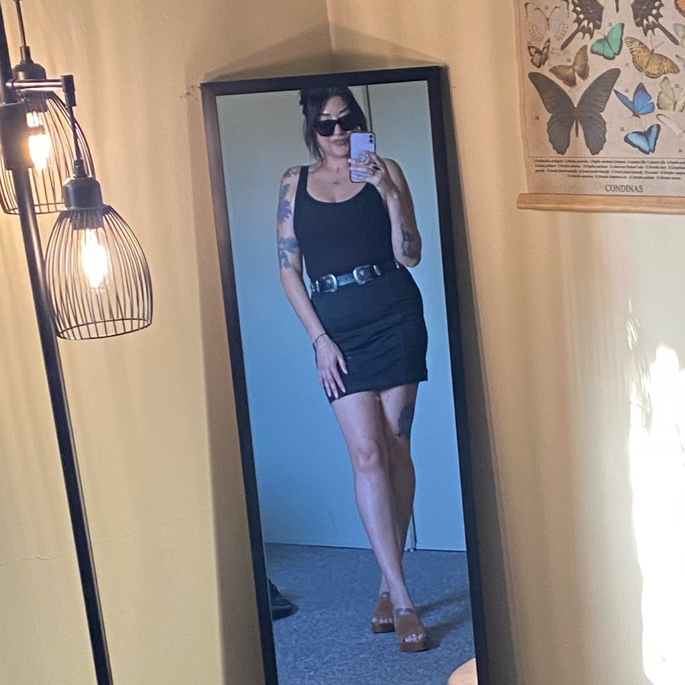 Free People - Modern Femme Black Denim Skirt